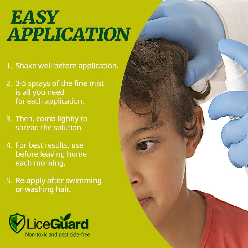 LiceGuard بخاخ قمل، 1 أونصة سائلة، مركز، علاج وقائي للقمل للأطفال والبالغين، مختبر سريرياً لتوفير حماية لمدة 24 ساعة ضد البيض واليرقات، مصنوع من مكونات طبيعية، لطيف للاستخدام اليومي - Image 4