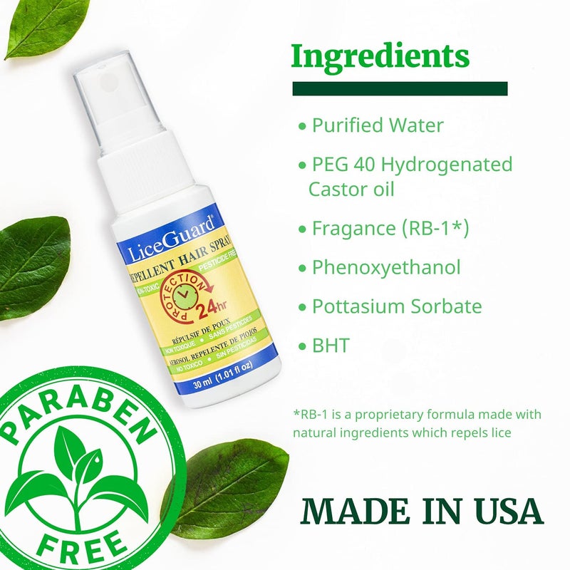 LiceGuard بخاخ قمل، 1 أونصة سائلة، مركز، علاج وقائي للقمل للأطفال والبالغين، مختبر سريرياً لتوفير حماية لمدة 24 ساعة ضد البيض واليرقات، مصنوع من مكونات طبيعية، لطيف للاستخدام اليومي - Image 3