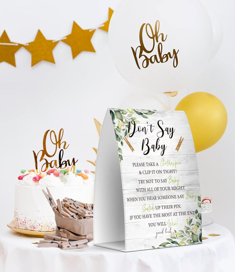 Pazag Don'T Say Baby Set - One 5X7 Sign And 50 Mini Clothespins  Baby Shower Games  Baby Shower Decoration  Gender Neutral Baby Shower - Msjb034 - Image 4