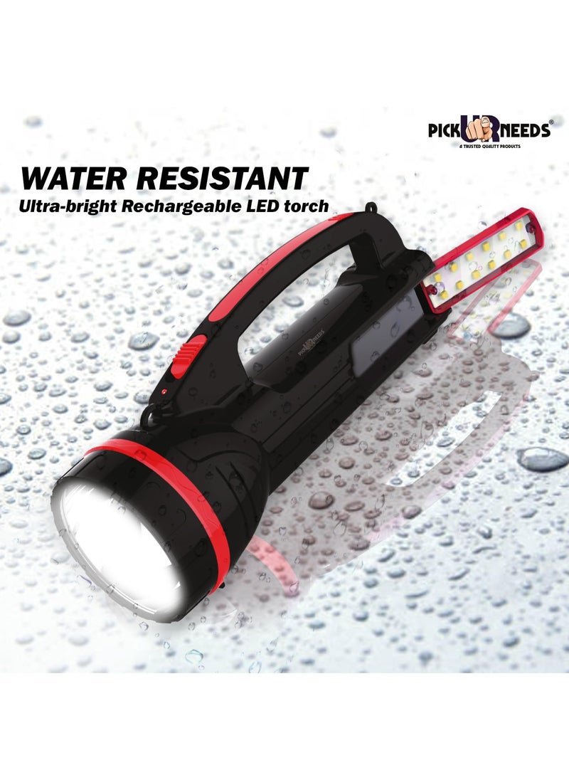 Pick Ur Needs 2 in 1 Long Range Search Torch Light with Table Desk LED Lantern with Dual Power Full Battery Backup REd