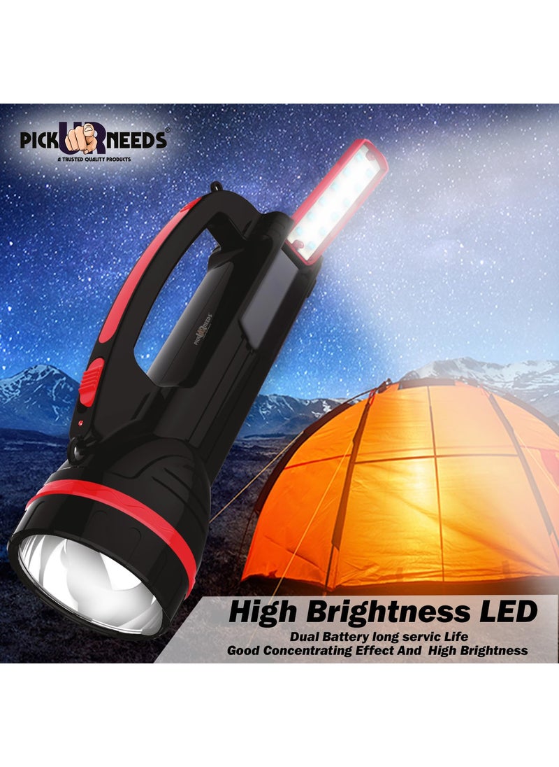 Pick Ur Needs 2 in 1 Long Range Search Torch Light with Table Desk LED Lantern with Dual Power Full Battery Backup REd