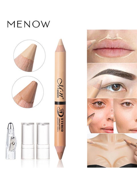 Double-Headed Highlight Contour and Concealer stick with Pencil Sharpener, contour stick, Face Highlighters Sticks, Concealer Contour Highlighter Stick, Cruelty Free Makeup, face concealer