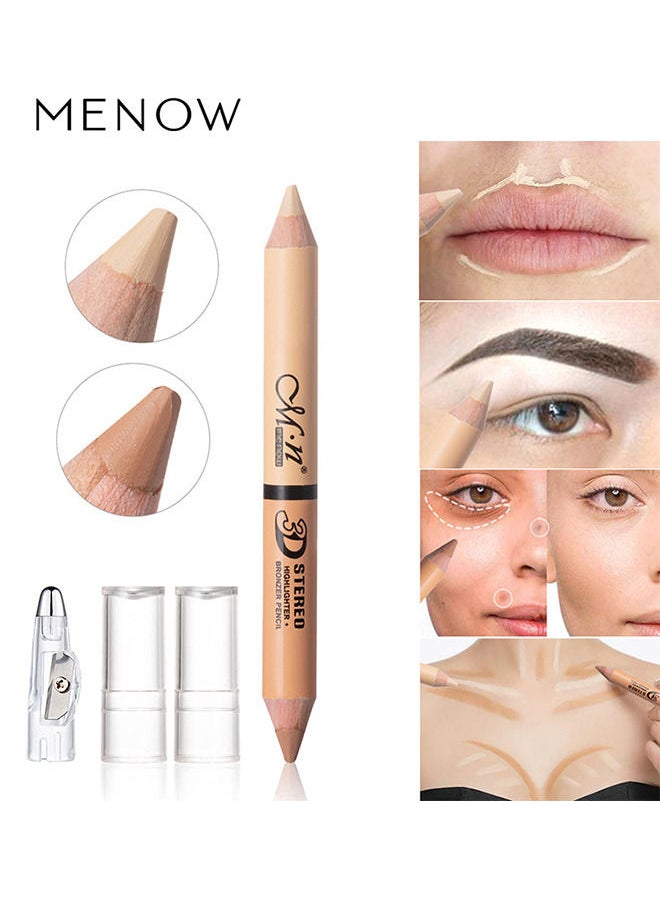 Double-Headed Highlight Contour and Concealer stick with Pencil Sharpener, contour stick, Face Highlighters Sticks, Concealer Contour Highlighter Stick, Cruelty Free Makeup, face concealer