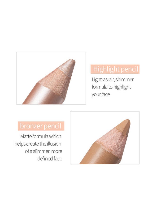Double-Headed Highlight Contour and Concealer stick with Pencil Sharpener, contour stick, Face Highlighters Sticks, Concealer Contour Highlighter Stick, Cruelty Free Makeup, face concealer