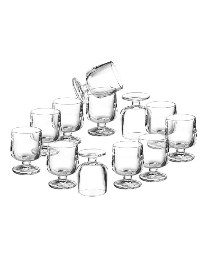 12-piece glasses with a base made of clear glass for use at events and serving welcoming juices, size 6.5 cm.  - Image 1