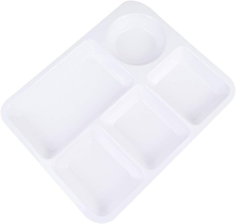 cheekyglo Divided Dinner Plate Plastic Separator Plate Rectangular Diet Food Control Plates Salad Partition Plates Dish for Home Kitchen White - Image 1