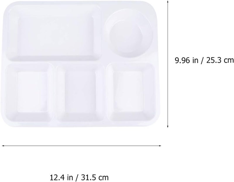 cheekyglo Divided Dinner Plate Plastic Separator Plate Rectangular Diet Food Control Plates Salad Partition Plates Dish for Home Kitchen White - Image 3