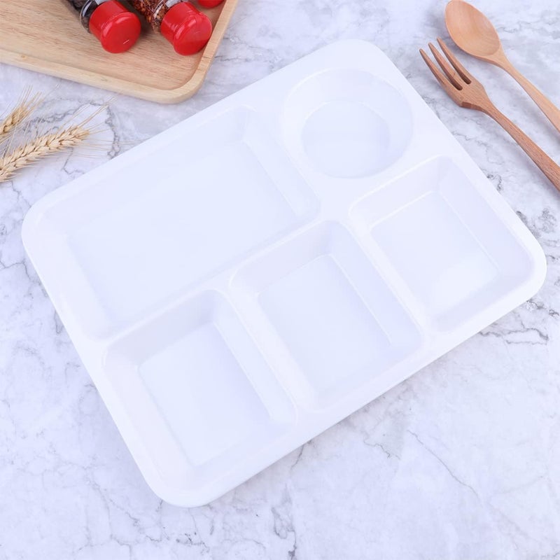 cheekyglo Divided Dinner Plate Plastic Separator Plate Rectangular Diet Food Control Plates Salad Partition Plates Dish for Home Kitchen White - Image 4