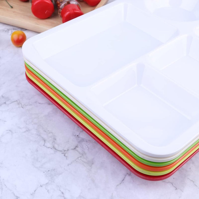 cheekyglo Divided Dinner Plate Plastic Separator Plate Rectangular Diet Food Control Plates Salad Partition Plates Dish for Home Kitchen White - Image 5
