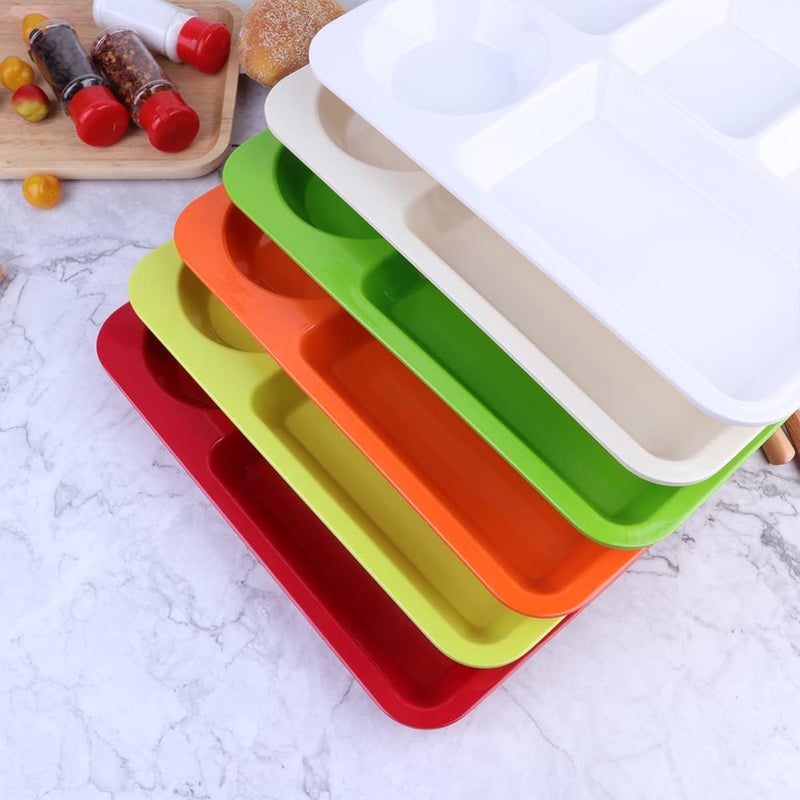 cheekyglo Divided Dinner Plate Plastic Separator Plate Rectangular Diet Food Control Plates Salad Partition Plates Dish for Home Kitchen White - Image 2