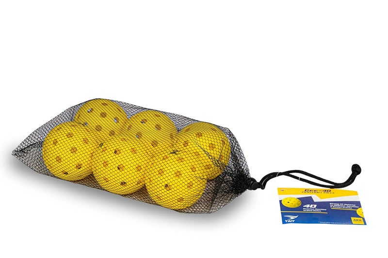 YAIT Sports Gee-40 Pickleball Ball (Pack of 6) with Mesh Bag | 40 Precise Holes | Perfectly Balanced, Durable PP Material, True Flight | AIPA Approved Pickleball | Tournaments & Competitions (Yellow) - Image 2