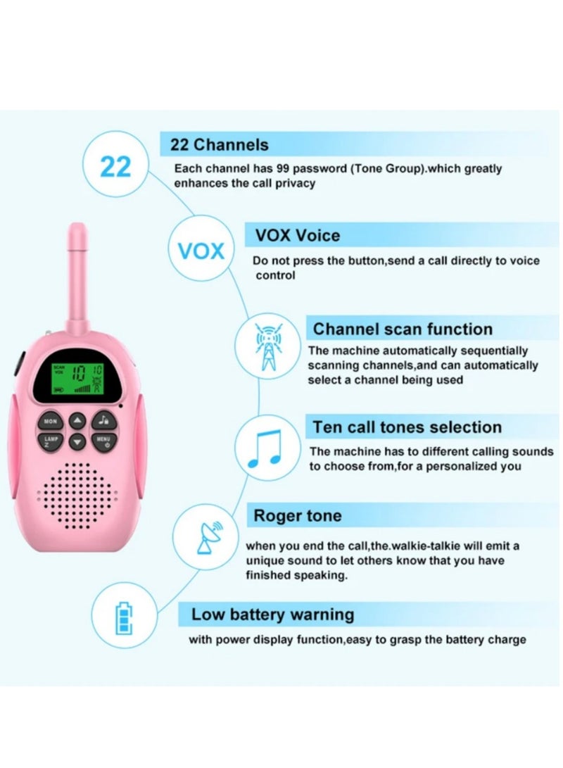 2 Pack Walkie Talkies for Kids Toys Rechargeable Battery Walkie Talky 22 Channels 2 Way Radio 3KM Long Range for Children Gifts  - Image 4