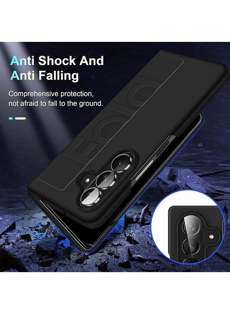 Case Up غطاء متوافق مع سامسونج جالاكسي زد فولد 7 بحجم 8 إنش مع حزام قبضة يد، غطاء واقي مضاد للخدش وصدمات من مادة PC لساعة اليد لهاتف سامسونج جالاكسي زد فولد 7 2025، أسود - Image 5