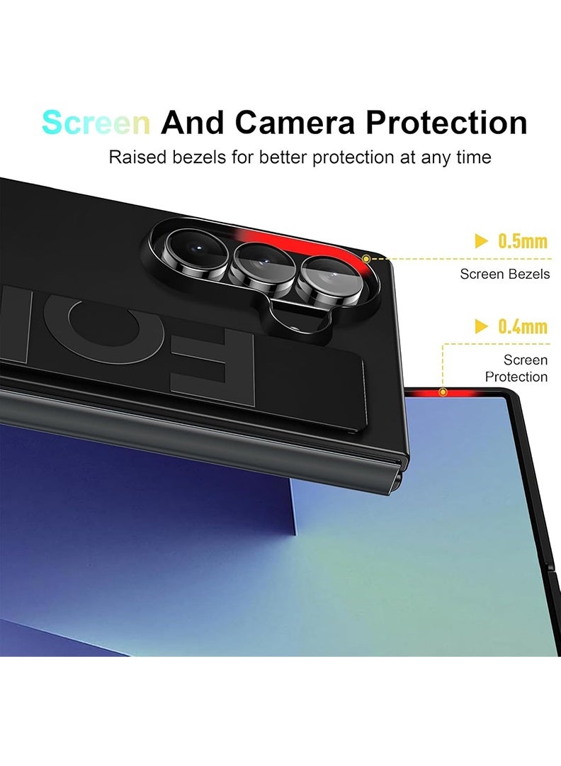 Case Up غطاء متوافق مع سامسونج جالاكسي زد فولد 7 بحجم 8 إنش مع حزام قبضة يد، غطاء واقي مضاد للخدش وصدمات من مادة PC لساعة اليد لهاتف سامسونج جالاكسي زد فولد 7 2025، أسود - Image 2