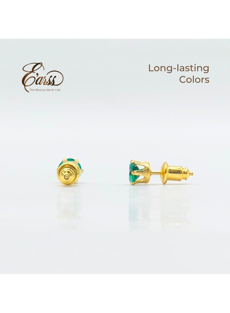 ايرس حجر ميلاد الزمرد مايو حلق ذهبي | ستانلس ستيل | مطلية بالذهب عيار 18 قيراط - Image 5