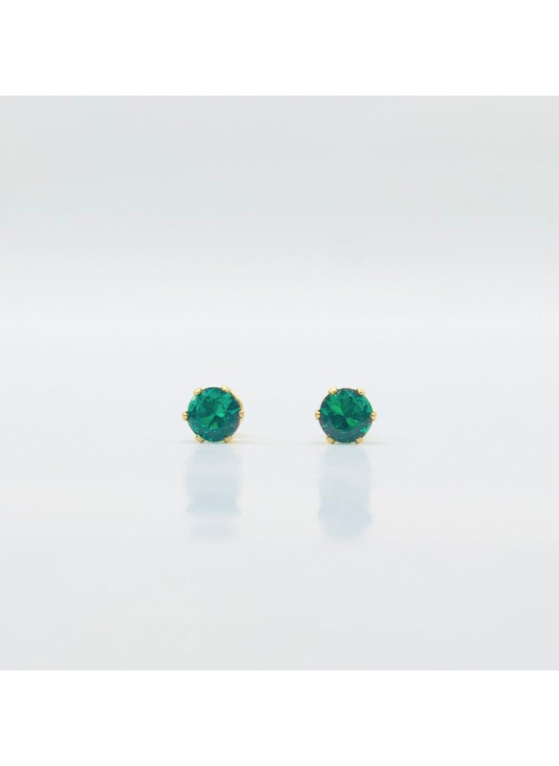Earss Emerald May Birth Stone Stud | Stainless Steel | 18K Gold Plated  - Image 1