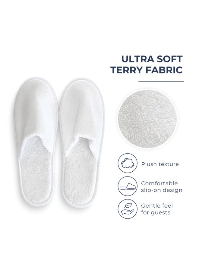 Pearl Coast International Disposable Spa Slippers – Non-Slip Closed-Toe Fluffy Hotel Guest Slippers, Unisex White House Shoes for Men and Women, Ideal for Home, Hotel, Spa and Weddings 29 cm - Image 3
