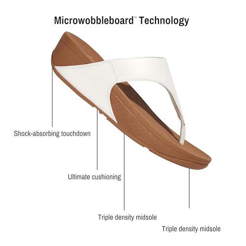 FitFlop Women's Lulu Toe Post Leather Flip Flop Sandals - Ergonomic Microwobbleboard Cushioning, Slip-Resistant Sole - White, 7 - Image 3