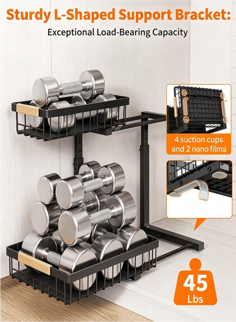 Topyich 2-Tier Under Sink Organizer, Adjustable Height Sliding Pull Out Metal Storage Rack, Cabinet Organizer for Kitchen, Bathroom - Image 5