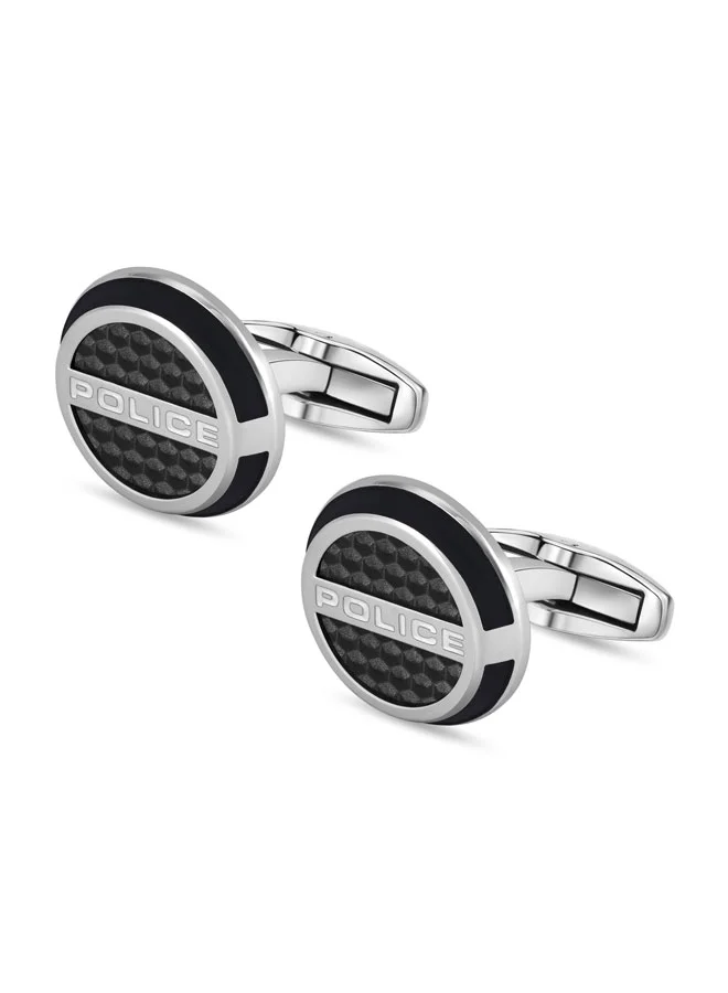 POLICE Stratus Round Stainless Steel Cufflinks for Men