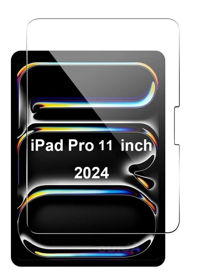 زجاج مقسى لجهاز iPad Pro 11 2024، [A2836، A2837، A3006]، زجاج صلابة 9H، طبقة زجاجية حماية كاملة، مضاد للخدش، سهل التركيب، خالٍ من الفقاعات متوافق مع iPad Pro 11 بوصة M4 2024 - Image 1