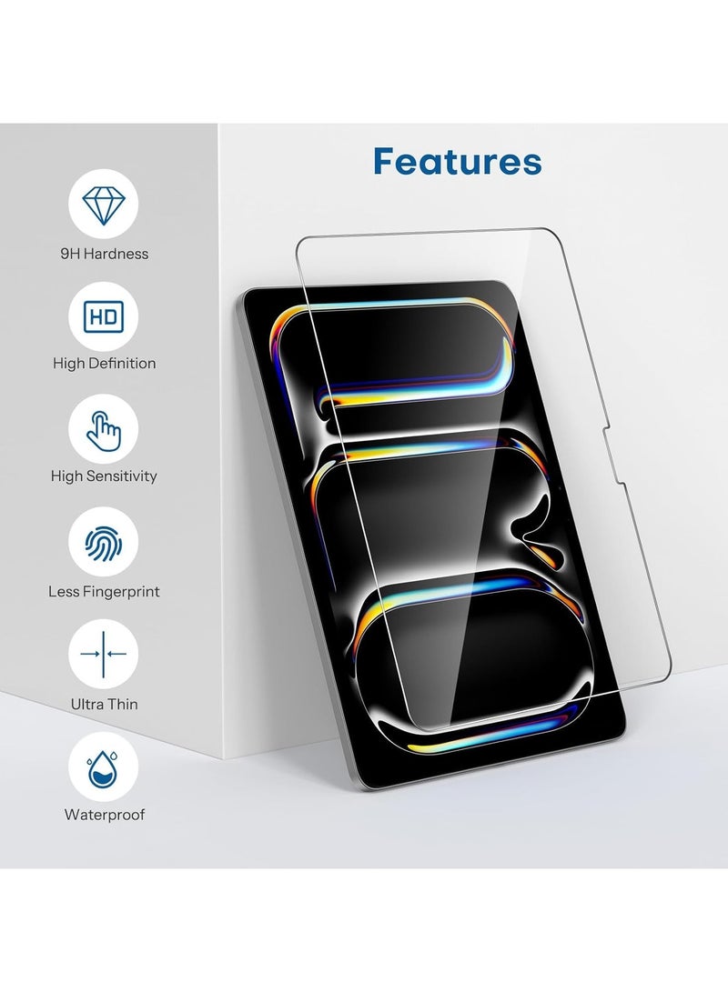 زجاج مقسى لجهاز iPad Pro 11 2024، [A2836، A2837، A3006]، زجاج صلابة 9H، طبقة زجاجية حماية كاملة، مضاد للخدش، سهل التركيب، خالٍ من الفقاعات متوافق مع iPad Pro 11 بوصة M4 2024 - Image 2