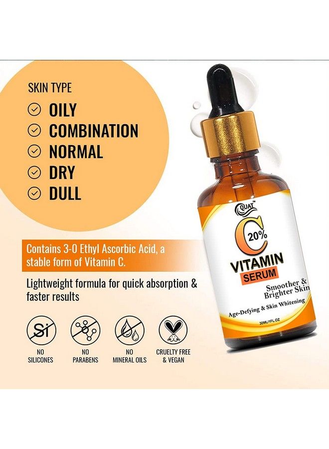 Quat سيروم وجه بفيتامين C بنسبة 20% للبشرة المتألقة والناعمة والمشرقة وتفتيح البشرة للنساء - Image 4