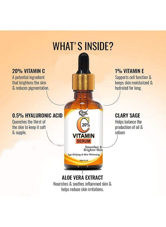 Quat سيروم وجه بفيتامين C بنسبة 20% للبشرة المتألقة والناعمة والمشرقة وتفتيح البشرة للنساء - Image 5