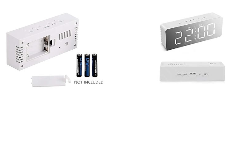 Harions Digital Mirror Clock Alarm Clock Table Office Clock with Date Time Temperature PlasticWhite Mirror 6x14x38 - Image 4