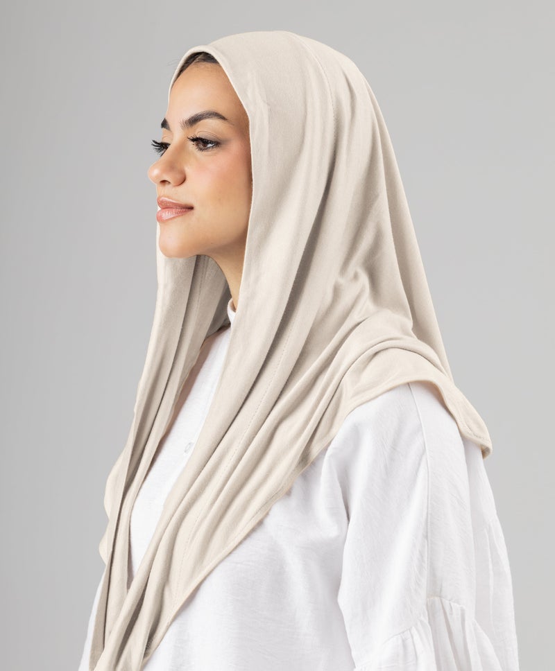 طرحة كوتون ليكرا أنيقة ومريحة - بيج دافئ