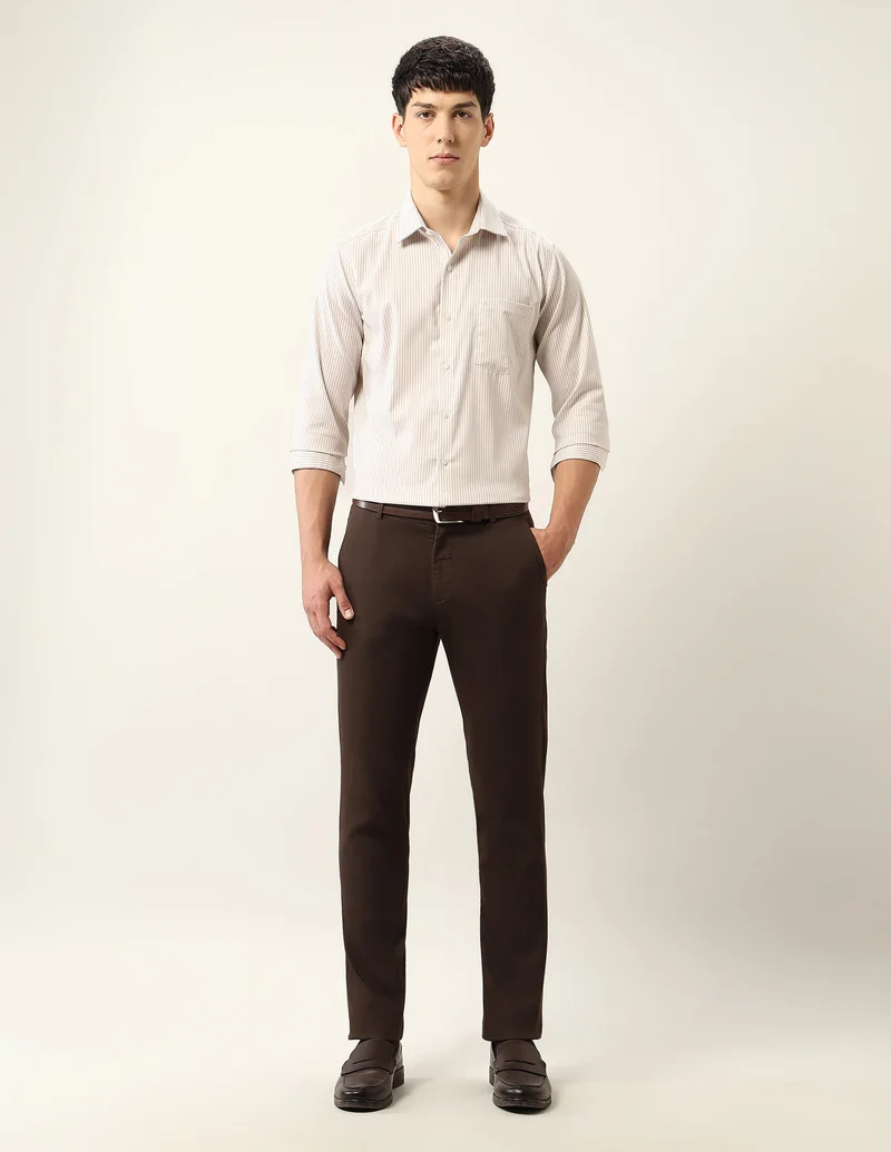 Arrow Beige Vertical Striped Auto Press Flx Shirt for Men | Best Price UAE