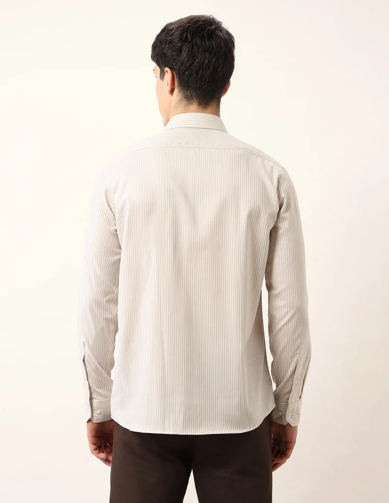 Arrow Beige Vertical Striped Auto Press Flx Shirt for Men | Best Price UAE