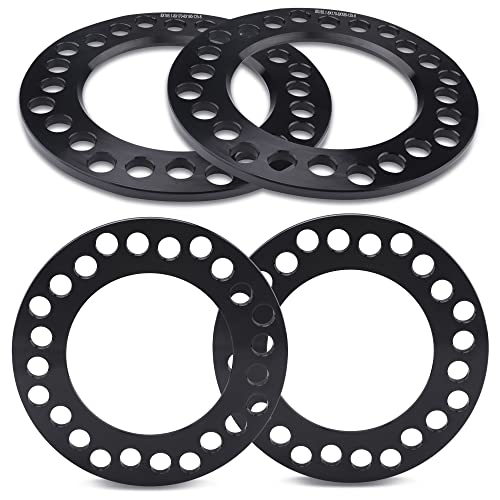 EZISOE 4pcs Black Forged 8x6.5 8x165.1 8x170 8x180 Flat Wheel Spacers 8mm (0.31inch) 125mm Hub Bore Replacement for F250/F350 Super Duty, Silverado 1500/2500/3500 HD, Sierra 1500/2500/3500 HD and More - Image 1