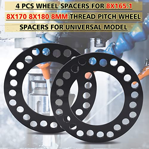 EZISOE 4pcs Black Forged 8x6.5 8x165.1 8x170 8x180 Flat Wheel Spacers 8mm (0.31inch) 125mm Hub Bore Replacement for F250/F350 Super Duty, Silverado 1500/2500/3500 HD, Sierra 1500/2500/3500 HD and More - Image 2