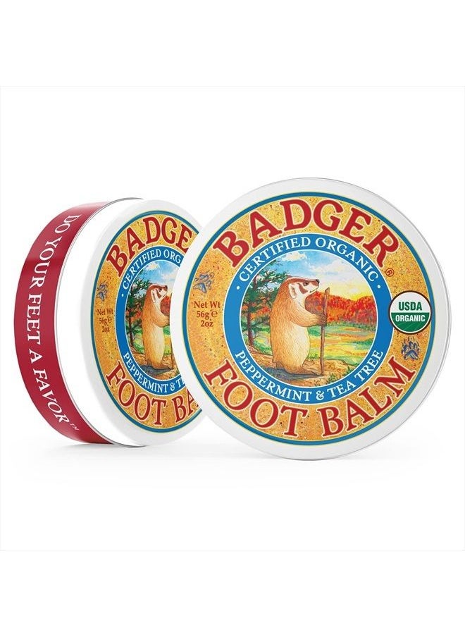 Badger - Foot Balm, Organic Tea Tree & Olive Oil Foot Care for Dry Cracked Heels, Cracked Heel Repair for Dry Cracked Feet, Foot Cream Heel Balm, 2 oz - Image 1