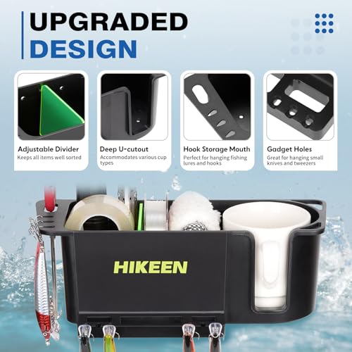 Hikeen Boat Caddy Organizer, Boat Cup Holder, Multifunctional Boat Storage Organizer Universal Fit for Boat, Kayak, Pontoon, Bass Boat, Jon Boat - Fishing Tool Holder, Boat Fishing Accessories (1Pack) - Image 4