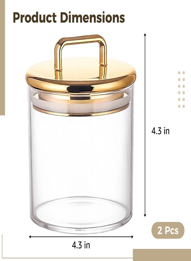 Varku 2 Pcs Acrylic Apothecary Jar, 16oz Gold Bathroom Vanity Organizer Containers, Food Safe Decorative Canisters with Airtight Design, Transparent Storage Jars for Home - Image 4