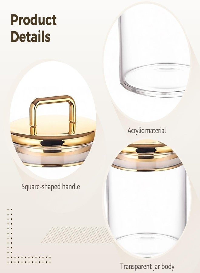 Varku 2 Pcs Acrylic Apothecary Jar, 16oz Gold Bathroom Vanity Organizer Containers, Food Safe Decorative Canisters with Airtight Design, Transparent Storage Jars for Home - Image 3