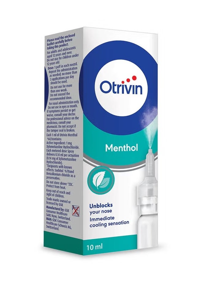 OTRIVIN Menthol Nasal Spray 10ml  - Image 1