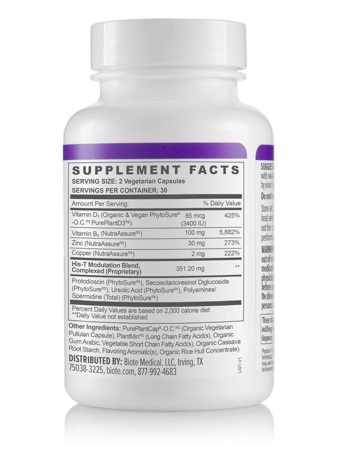 Health & Household - Biote Nutraceuticals - His-T - Healthy Testosterone Balance Support For Men (60 Capsules) - Image 1