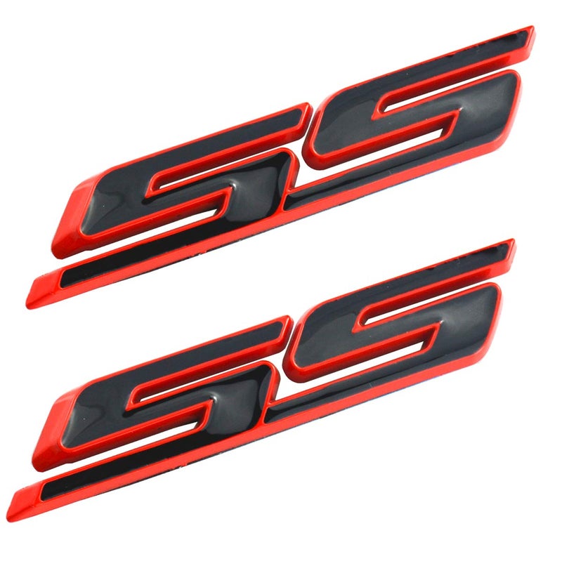 Aimoll 2pcs SS Emblems ABS Sticker 3D Logo Replacement for Impala Cobalt Camaro 2010 2011 2012 2013 2014 2015 2016 2017 RedBlack