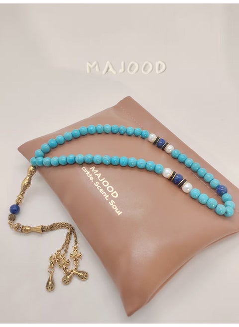 Original Design/45 Blue Turquoise And Cyan Quartz Beads/Tasbih/8MM