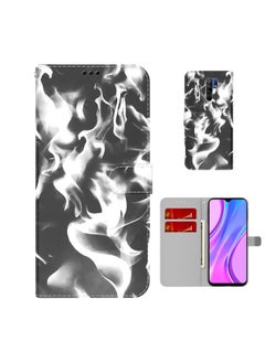HuHa Case Cover For  Xiaomi Redmi 9 / 9 Prime / Poco M2 Cloud Fog Pattern Horizontal Flip Leather Case with Holder & Card Slot & Wallet Black 