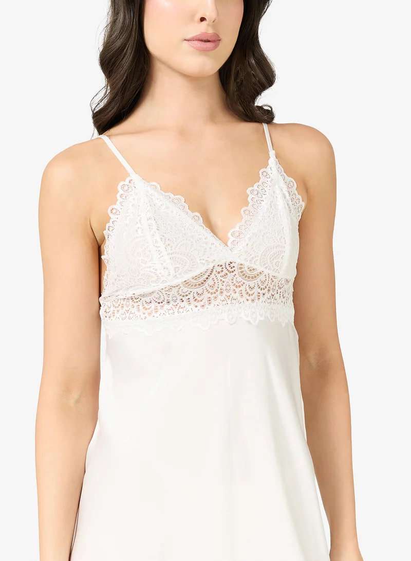 ELLA Night Slip Dress With Lace Trim