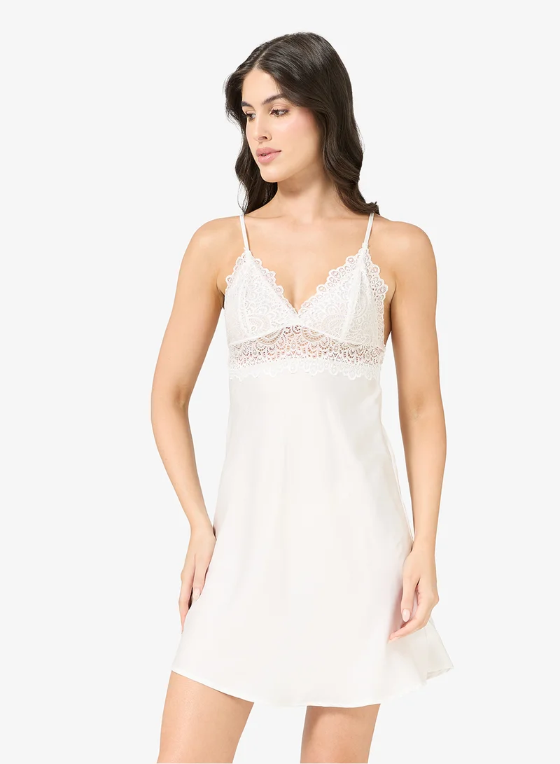ELLA Night Slip Dress With Lace Trim