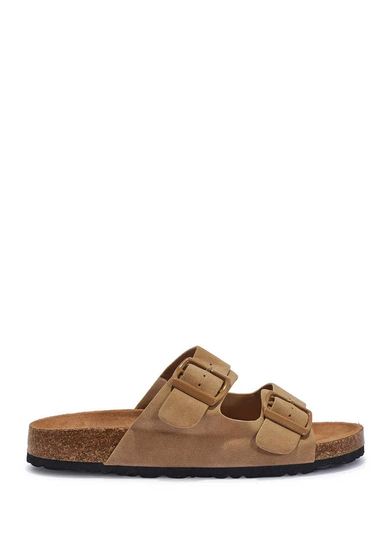 Truffle Comfy Footbed Double Strap Flat Sandal