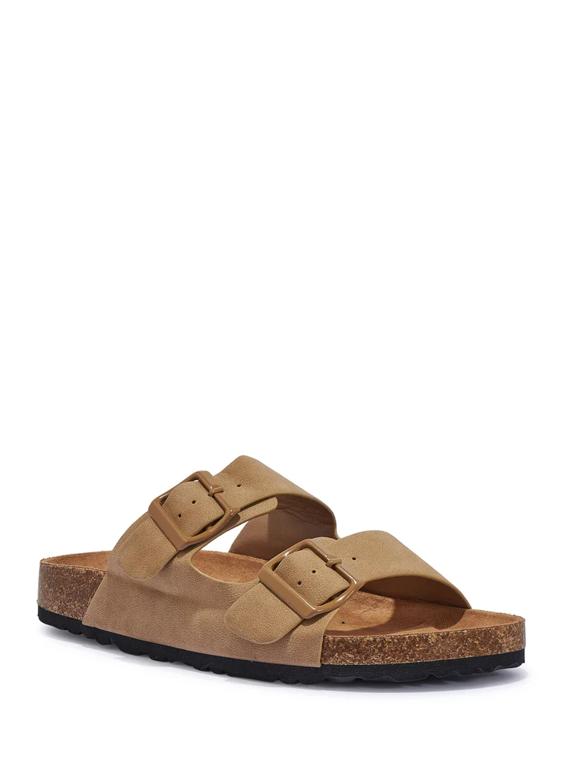 Truffle Comfy Footbed Double Strap Flat Sandal