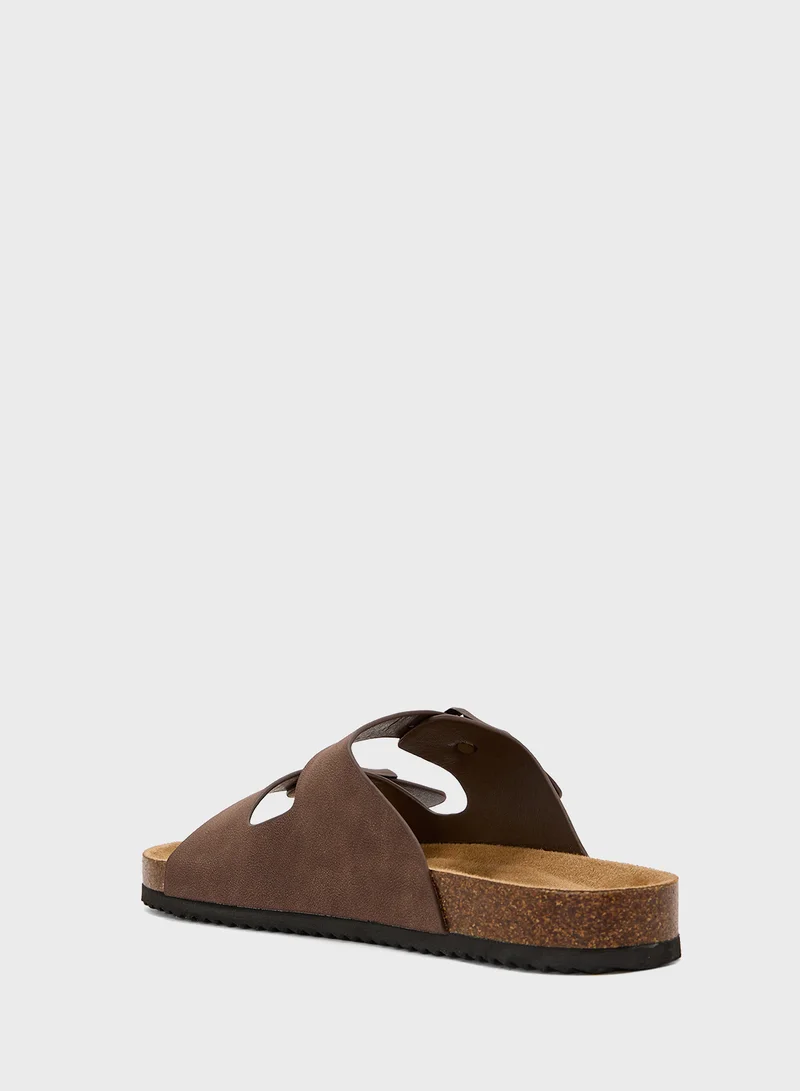 Truffle Comfy Footbed Double Strap Flat Sandal