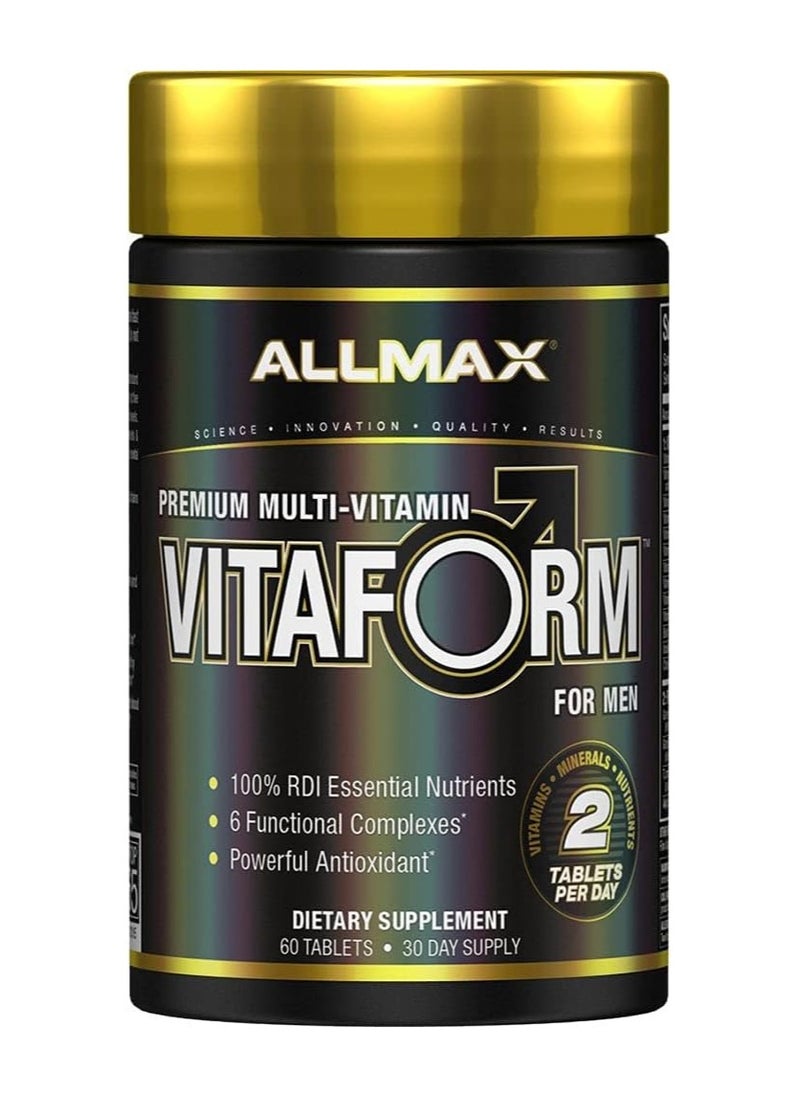 AllMax Nutrition ALLMAX Nutrition، أقراص الفيتامينات المتعددة الفاخرة للرجال من فيتا فورم (60 قطعة) 
