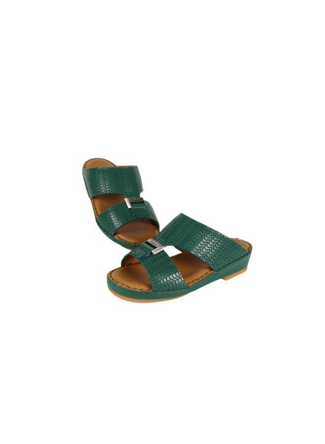 barjeel uno Barjeel Uno Boys Arabic Slippers 008-3345 BBSP1-54-Green  - Image 2
